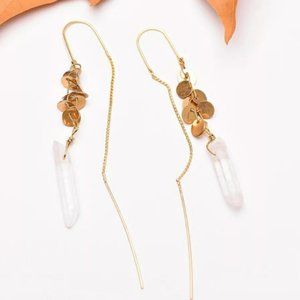 Quartz Crystal Threader Earrings--Made in USA